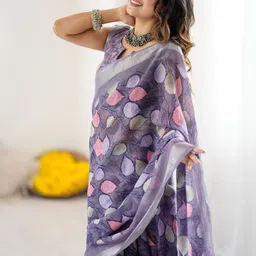Panzora Ethnic Motifs Print Zari Saree With Matching Blouse Piece image 3