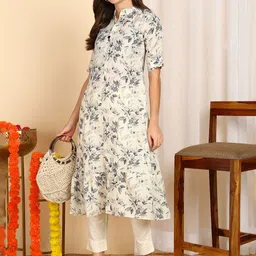 Moda Rapido Floral Printed Mandarin Collar A-Line Kurta-picture-41
