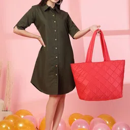 Anekaant Geometric Shopper Handheld Bag with Quilted image 3