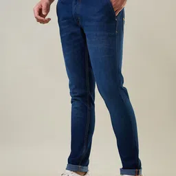 TIM PARIS Men Original Tapered Fit Mid-Rise Light Fade Stretchable Jeans image 2