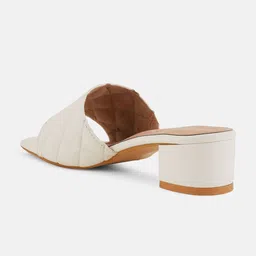 Rubeezz Women Textured Square Toe Synthetic Leather Block Sandals image 3