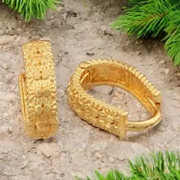 SHREE KRISHNA SHOPPING Gold-Plated Brass Ethnic Clip-on Hoop Earring-image-78