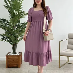 Pinly Women Smocked Fit & Flare Midi Dress-picture-32