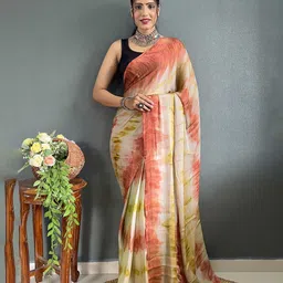 DIVASTRI Tie and Dye Pure Chiffon Ready to Wear Saree-picture-33
