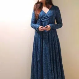 Fashion2wear Women Floral Print Georgette A-Line Maxi Dress-image-13