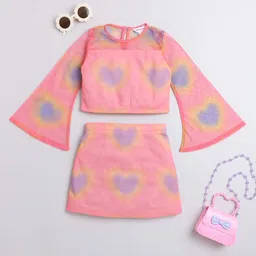 taffykids Girls Printed Bell Sleeves Top With Skirt-image-86