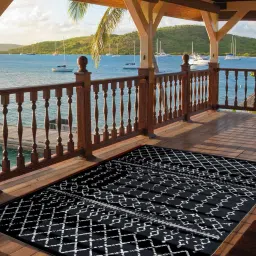 priyate Black Geometric Polypropylene 6 ft x 9 ft Machine Made Carpet image 1