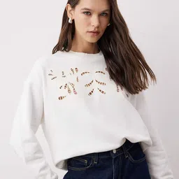 Trendyol Women Self Design Printed Long Sleeves Sweatshirt-image-50