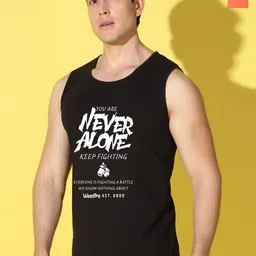 WOOSTRO Pack Of 2 Printed Pure Combed Cotton Gym VestsVWS26(BKLN ORANGE)(ALONE BLACK)-image-59