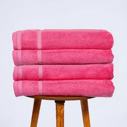 Himeya Pink & White 4 Cotton 350 GSM Bath Towel-picture-58