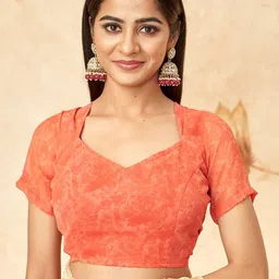 KALINI Floral Printed Saree with Unstitched Blouse Piece image 3