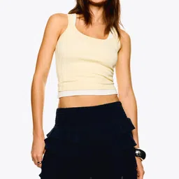 Bershka Women Navy Blue Viscose Rayon Skirts-picture-36