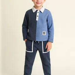 YK Boys Full Sleeves Cotton Blend Colorblock Polo T-Shirt & Pant Sets-picture-25