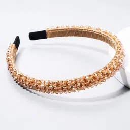 Melbees by Yellow Chimes Girls Gold-Toned & Black Embellished Hairband-image-69