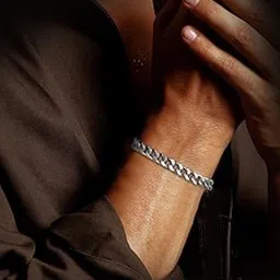 Peora Men Silver-Plated Link Bracelet image 5