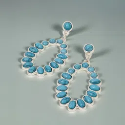 Accessorize Crystals Studded Oval Shaped Drop Earrings-image-4