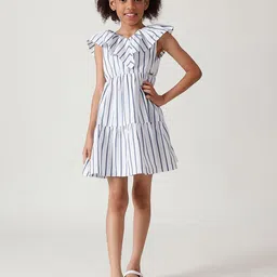 One Friday Striped Flutter Sleeve A-Line Dress-picture-30