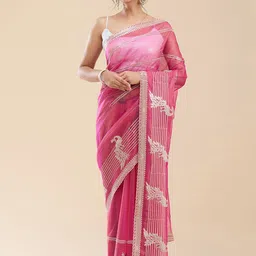 Vervee Couture Embellished Beads and Stones Tissue Saree-image-22