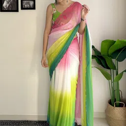 LeeliPeeri Designer Ombre Embroidered Pure Georgette Heavy Work Saree-picture-11
