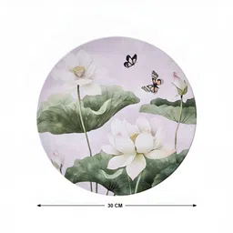Home Centre Brezza 3-Pcs Pink & Green Lotus & Birds Printed Wall Art image 3
