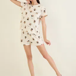 Sweet Dreams Women Conversational Printed Round Neck Pure Cotton Night suit-picture-45