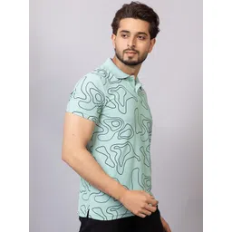 TRIUS Men Abstract Printed Polo Collar T-shirt image 5