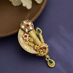 ATIBELLE Gold-Plated Kundan Studded Saree Clip-picture-21