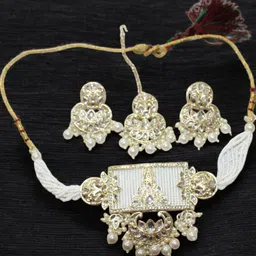 Jolly Faces Stone Studded & Pearl Beaded Choker Jewellery Set-picture-40