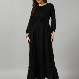 Raiyani Enterprise Women Tie-Up Neck Tiered Detail Maxi Dress-image-49