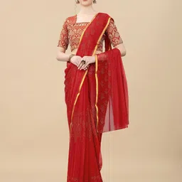 Aardiva Floral Zari Poly Chiffon Saree-picture-28