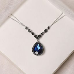 SOHI Blue Silver-Plated Stone-Studded Necklace-picture-41