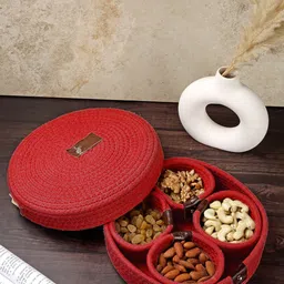 FABINALIV Red 5 Pieces Fabric Organiser With Lid-image-22