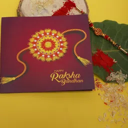 YouBella Men Red & Gold-Coloured Beaded Rakhi With Greeting Card-picture-33