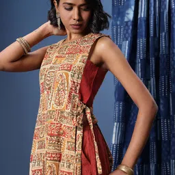 Taavi Pure Cotton Ethnic Motifs Printed Straight Kalamkari Kurta-picture-25