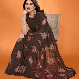 Mitera Women Floral Block Print Saree image 3
