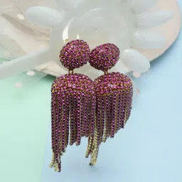 KPOP Gold-Plated Contemporary Brass Rhinestone Drop Earrings-image-65