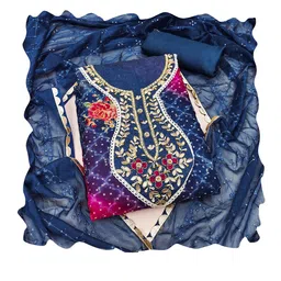 HERE&NOW Embellished Organza Unstitched Dress Material image 2