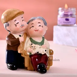 Ascension Beige & Brown Old Couple Figurine Showpiece-picture-34