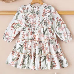 BAESD Girls Floral Printed Ruffles Round Neck Fit & Flare Knee Length Dress-picture-34