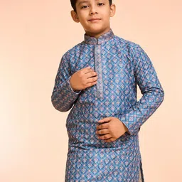 Manyavar Boys Floral Printed Kurta with Pyjama image 4