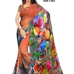 SHIVAM FABRICS Floral Poly Georgette Saree-image-78