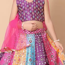 BAESD Girls Printed Tie and Dye Ready to Wear Lehenga & Blouse With Dupatta image 3