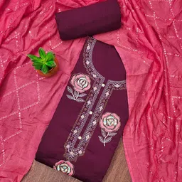 KALINI Floral Embroidered Unstitched Dress Material-picture-30