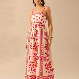 SHEETAL Associates Women Floral Printed Shoulder Straps Crepe Fit & Flare Maxi Dress-picture-18