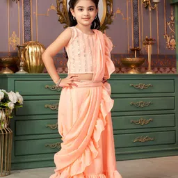 BAESD Girls Embellished Ready to Wear Lehenga & Blouse With Dupatta image 3