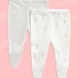 mothercare Infant Grey Pack of 2 Organic Cotton Leggings With Attached Booties-picture-18