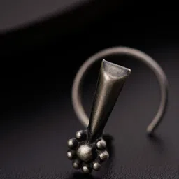 House of Aadyaa Sterling Silver Oxidised Stud Nosepin-picture-32