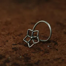 House of Aadyaa Sterling Silver Oxidised Stud Nosepin-picture-18