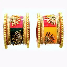 Zindura Set Of 2 Gold Plated Stone Studded & BeadedBangles-picture-39