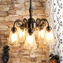 MFD HOME FURNISHING Gold-Toned & Transparent Iron Quirky Ceiling Chandelier-picture-33